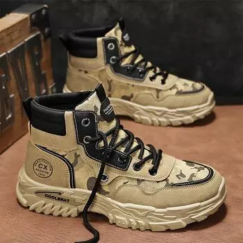 Мужские осенние новые высокие ботинки, кроссовки, мужские повседневные короткие ботинки-карго, уличные ботинки H502 39 верблюд