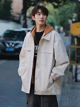 Мужские осенние повседневные куртки с длинными рукавами, пальто, повседневные новые модные пальто, толстовки, куртки с воротником-стойкой, одежда, мужская модная куртка M белый