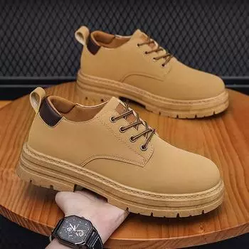 Мужские осенние рабочие ботинки, модные мотоциклетные ботинки на шнуровке, новая мужская винтажная кожаная обувь, повседневные рабочие ботинки, английские ботинки Botines 39