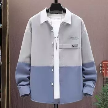 Мужские осенние рубашки с длинными рукавами, свободная повседневная одежда в тон, мужские рубашки и куртки XXXL белый
