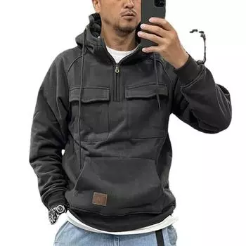 Мужские осенние толстовки с капюшоном, повседневные мужские зимние пальто с капюшоном S темно-серого