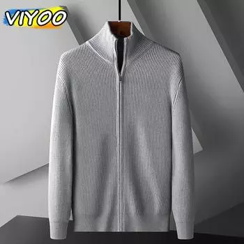 Мужские осенние топы, блузки, трикотажные изделия, имитация кашемира, свитер, кардиган, водолазка, свитер для мужчин, уличная одежда, зимнее пальто, бизнес M серый