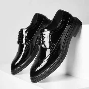 Мужские остроносые кожаные туфли в британском стиле, трендовые повседневные туфли на шнуровке в стиле ретро, мужские туфли с гравировкой Brock 3028-X 38