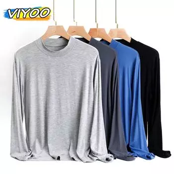 Мужские оверсайд 4XL, весенне-осенние модальные футболки с длинными рукавами, топы, блузка, одежда для сна, пижамы для мужчин, майки XL светло-серый
