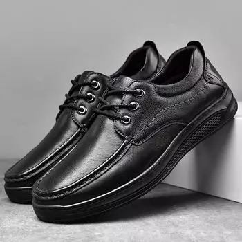 Мужские оксфорды на шнуровке в стиле ретро, деловые, повседневные, из натуральной кожи, на платформе, мужские рабочие туфли в британском стиле 6.5