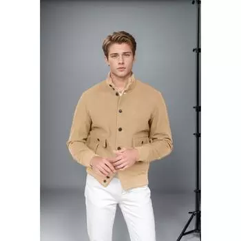 Мужские пальто 2025 европейского и американского стиля на весну и осень, шерстяные пальто, воротники в рубчик, многокарманные с длинными рукавами, со стойкой S