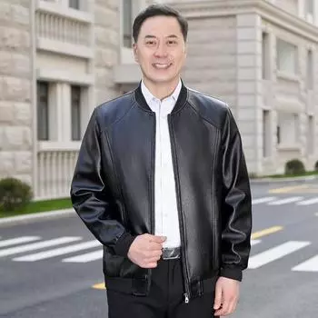 Мужские пальто, весенние и осенние кожаные куртки, воротник-стойка, модные повседневные короткие пальто L