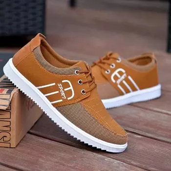 Мужские парусиновые кроссовки, повседневная дышащая обувь на плоской подошве, модная обувь для вождения 45 чёрный