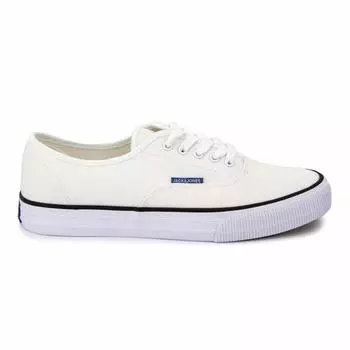 Мужские парусиновые низкие кроссовки на шнуровке с круглым носком JACK & JONES 44 белый