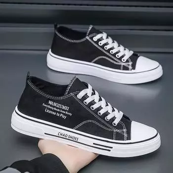 Мужские парусиновые туфли 2025 года, легкие дышащие кроссовки для ходьбы и бега, низкие, на шнуровке, трендовые повседневные кроссовки Tenis Masculino 39 чёрный