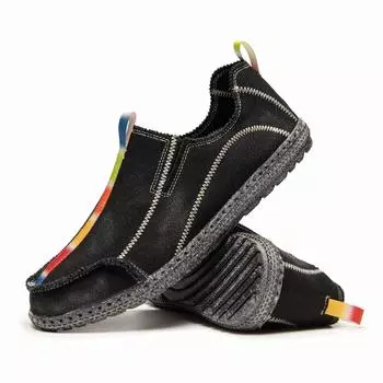 Мужские парусиновые туфли без застежек, универсальные удобные кроссовки, горячая распродажа мужской обуви для активного отдыха, легкая мужская повседневная летняя обувь 39 чёрный