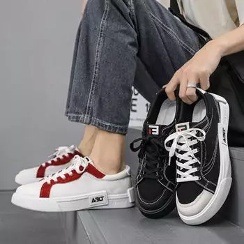 Мужские парусиновые туфли, модные однотонные мужские вулканизированные туфли, повседневная обувь на шнуровке, мужские кроссовки Tenis Masculino Zapatillas Hombre 39 чёрный