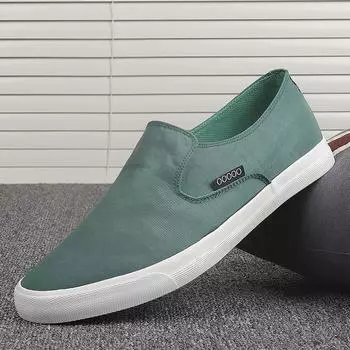 Мужские парусиновые туфли с одной педалью Ленивые туфли Модные удобные туфли на плоской подошве для мужчин 38