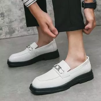 Мужские пенни лоферы, белые модельные туфли, свадебные туфли на толстой подошве, увеличивающие рост, повседневные коричневые кожаные туфли для выпускного вечера, дискотека для мужчин 38 чёрный