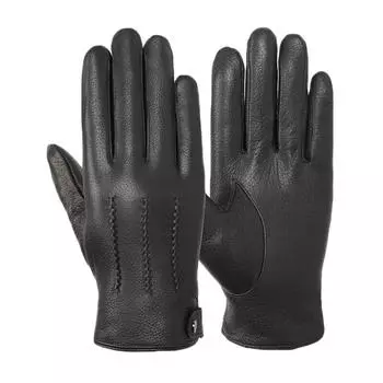 Мужские перчатки из 100% натуральной овчины, мужские теплые бархатные перчатки с сенсорным экраном, мужские ветрозащитные перчатки для вождения L чёрный