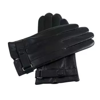 Мужские перчатки из искусственной оленьей кожи для активного отдыха с пухом, утолщенные, зимние, теплые, с машинным изготовлением перчаток для мотоциклистов S чёрный