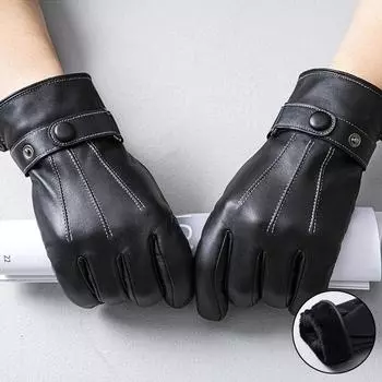 Мужские перчатки из натуральной кожи с сенсорным экраном, сохраняющие тепло, зимние, с защитой головы, из натуральной овчины, теплые, кашемировые, толстые, водонепроницаемые перчатки M