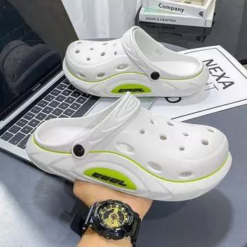 Мужские персонализированные туфли с отверстиями удобные, нескользящие и износостойкие, модные и простые для отдыха, уличные пляжные шлепанцы с закрытым носком 34-35 белый