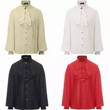 Мужские пиратские средневековые рубашки, мужские рубашки с рюшами в стиле стимпанк, готический костюм, косплей, викторианская рубашка эпохи Возрождения, топы викингов XXL белый