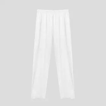 Мужские пижамные брюки из ледяного шелка - Повседневные, Свободные, Легкие, Длинные брюки для весны, осени и лета для дома или улицы. L - 170cm белый