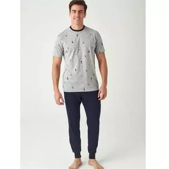 Мужские пижамные брюки Mod Anchor Pattern, резиновые запястья, мужской пижамный костюм