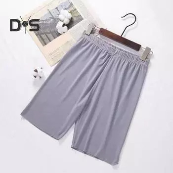 Мужские пижамные шорты с эластичной резинкой на талии, мягкие дышащие по колено, тонкие удобные шелковистые однотонные эластичные мужские домашние брюки XL серый