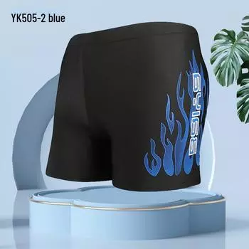 Мужские плавки большого размера с пламенным узором, квадратные - Удобная взрослая пляжная одежда.