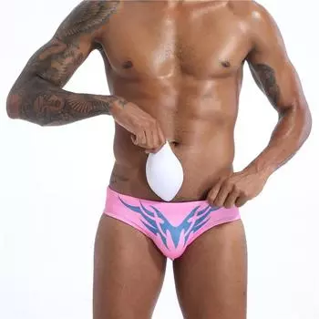 Мужские плавки ярких цветов, треугольные плавки с принтом, трусы с низкой талией, купальник со съемной чашкой XL белый
