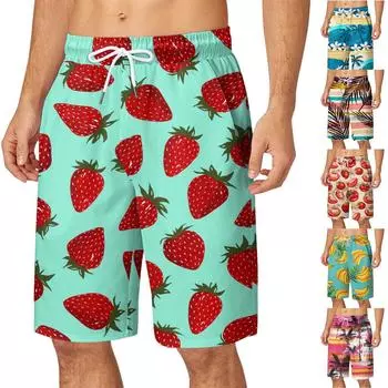 Мужские плавки с эластичным поясом Летние пляжные шорты Купальники с карманами Веселые пляжные шорты Шорты Летние мужские шорты Гавайские шорты XL горячий розовый
