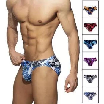 Мужские плавки с низкой талией спереди и сзади, прозрачные, с принтом, с подкладкой Antu и регулируемым шнурком M