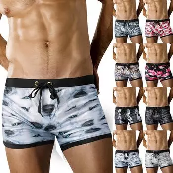 Мужские плавки с принтом, сексуальные модные шорты на молнии, пляжный карманный купальник M синий