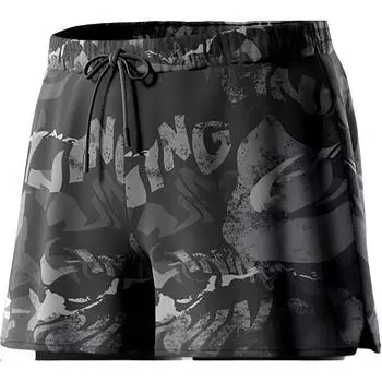 Мужские плавки-шорты Li-Ning с буквенным узором, двухслойные, против неловкости, пятиточечные, камуфляжно-черные, LSKV390-1 XL