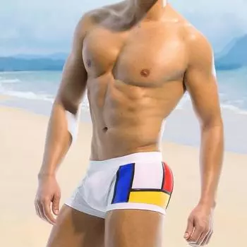 Мужские плавки Yousheng, эластичные, мягкие, быстросохнущие, дышащие, облегающие, подходящие по цвету, купальные боксеры со средней талией, шорты для плавания, водные виды спорта, серфинг 2XL белый