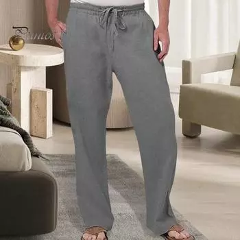 Мужские пляжные брюки, широкие прямые, тонкие, с боковыми карманами, эластичный пояс на шнурке, однотонные, для тренировок в спортзале, для бега, длинные брюки XL чёрный