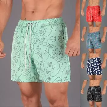 Мужские пляжные повседневные пляжные брюки с принтом, водонепроницаемые пять брюк, шорты для плавания, шорты XL зелёный