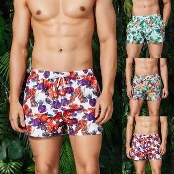 Мужские пляжные повседневные пляжные брюки с принтом, водонепроницаемые пять брюк, шорты для плавания, шорты M зелёный