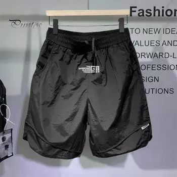 Мужские пляжные шорты с эластичной резинкой на талии, спортивные шорты с регулируемым шнурком и карманами, широкие быстросохнущие шорты L чёрный