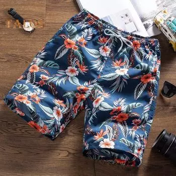 Мужские пляжные шорты с эластичной талией, регулируемые на шнурке, цветные пляжные шорты с геометрическим принтом, быстросохнущие шорты для отдыха M синий