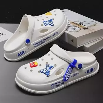 Мужские пляжные тапочки 2025 года с толстой подошвой и закрытым носком, нескользящие 38-39 (245mm)