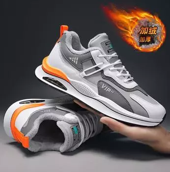 Мужские плюшевые туфли, зимние, новые, мужские кроссовки, повседневные, теплые, для бега, прогулок, мокасины, кожаные ботильоны на плоской подошве, Botas Hombre 6.5