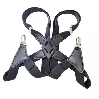 Мужские подтяжки для нижнего белья с боковой застежкой сзади и 2 зажимами премиум-класса 105cm чёрный