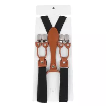 Мужские подтяжки двухслойные регулируемые эластичные удобные прочные подтяжки для мужчин черные чёрный