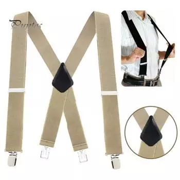 Мужские подтяжки, высокоэластичные, регулируемые, 4 прочных зажима, X сзади, нескользящее украшение, удобные в ношении, широкие мужские подтяжки для брюк, модный аксессуар хаки