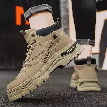 Мужские походные ботинки для активного отдыха Мужские высокие британские ботинки Martin средней высоты Износостойкая обувь на платформе для инструментов 39