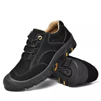 Мужские походные ботинки из натуральной кожи, повседневная уличная обувь с низким верхом 39 чёрный