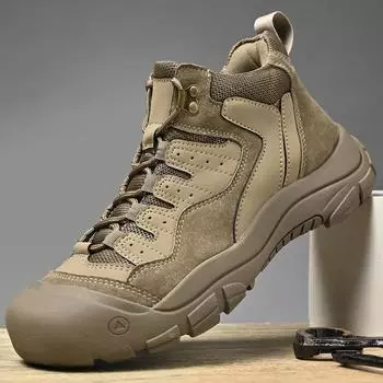 Мужские походные ботинки из натуральной кожи, нескользящие ботинки для активного отдыха, утолщенные высокие ботинки для альпинизма, короткие мягкие ботинки 39 серый