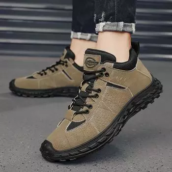 Мужские походные ботинки класса люкс, минималистичный дизайн, отдых на природе, прогулки, повседневная работа в офисе, классические мужские ботинки серого и хаки 39 серый