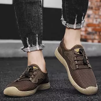 Мужские походные ботинки, мокасины, туфли для вождения, повседневные лоферы, летние черные туфли для активного отдыха 38 чёрный