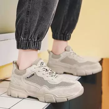 Мужские походные ботинки. Мужские кроссовки в стиле ретро. Мужская обувь на шнуровке для бега. Нескользящие ботинки martin для пустыни. Удобная уличная мужская обувь. 44 бежевый