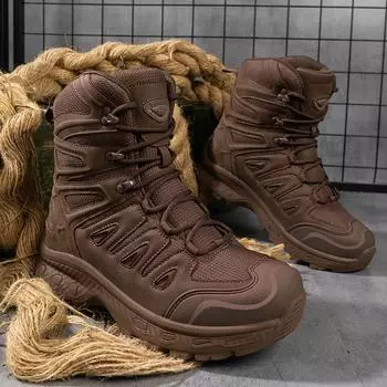 Мужские походные ботинки, нескользящие, легкие, водонепроницаемые, для охоты, пустыни, боевые и тактические ботинки, дышащая рабочая обувь 39 чёрный